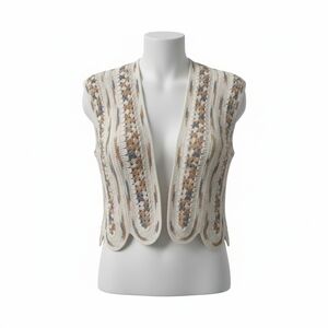 Handmade Crochet Knit Vest with Scalloped Edges